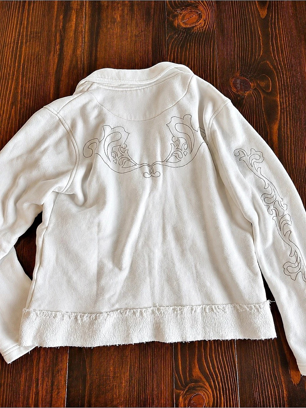 Vintage 2000s Adidas White Embroidered Cotton Sweatshirt Blazer Jacket M